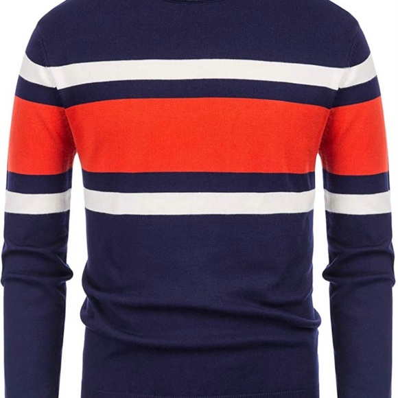 COPY - PJ PAUL JONES Mens Striped Pullover Crewneck Contrast Fine Knitted Sweat… - Picture 2 of 6